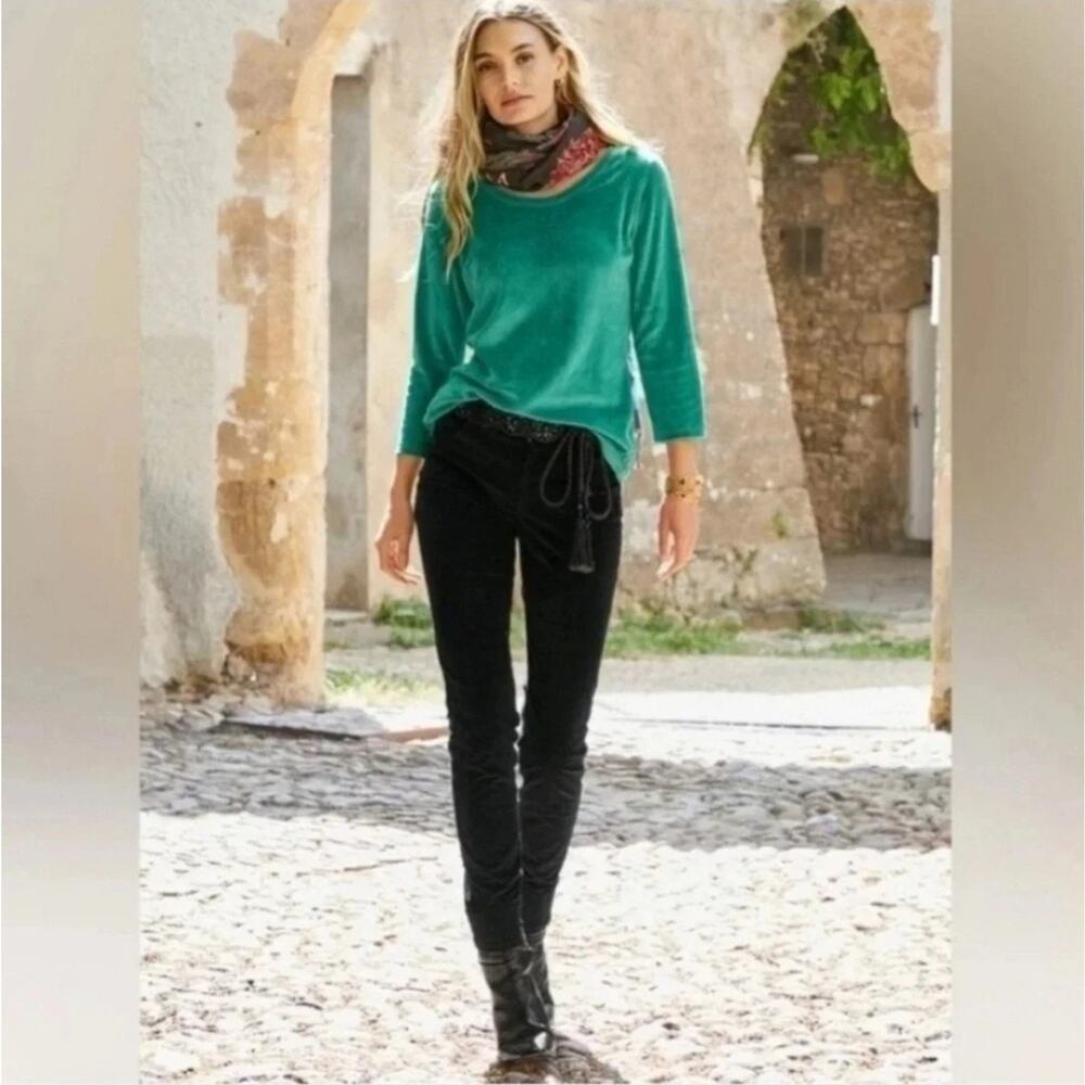 Peruvian Connection Black Velvet Pants Size 6 5 Pocket Zoe Skinny Jeans